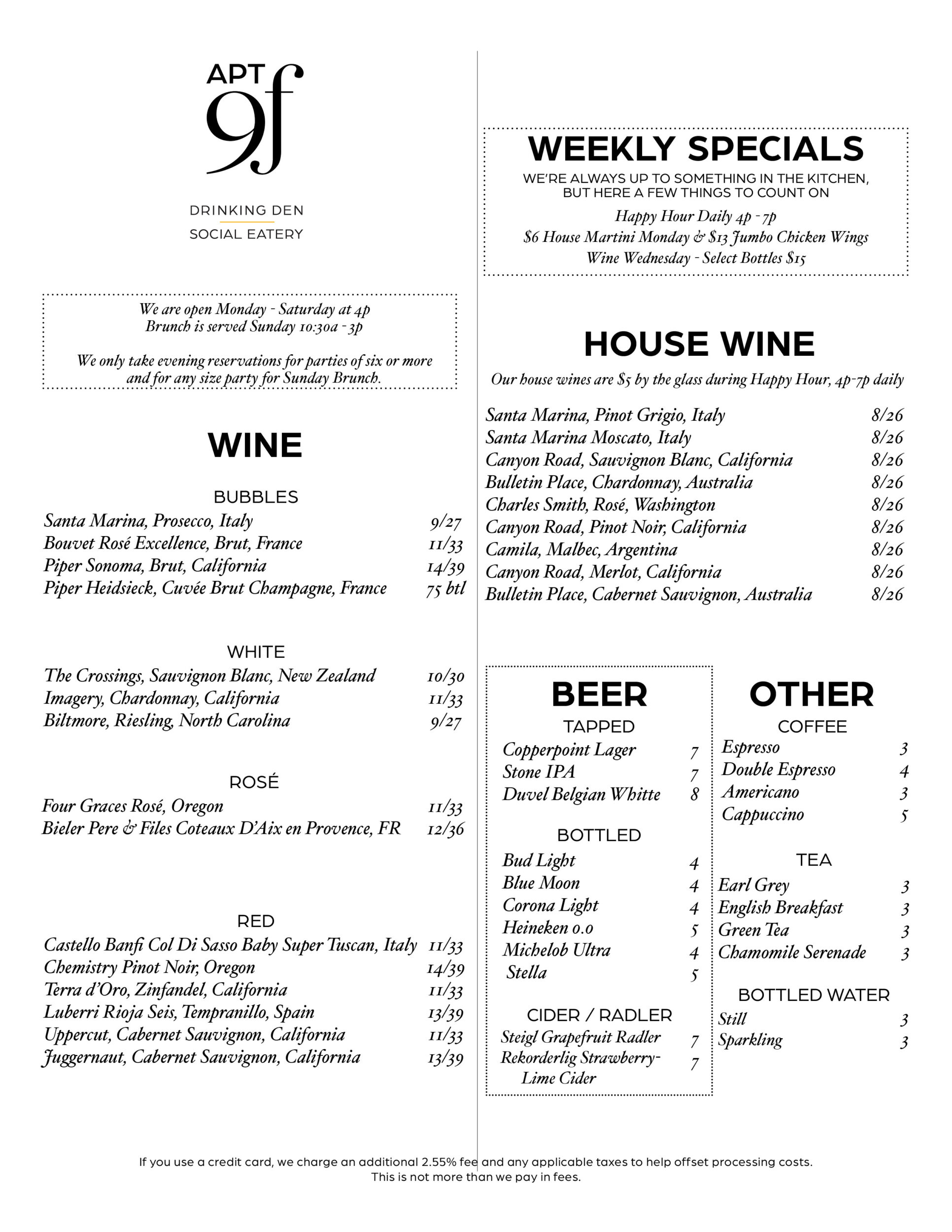 Apt 9F Wine & Beer